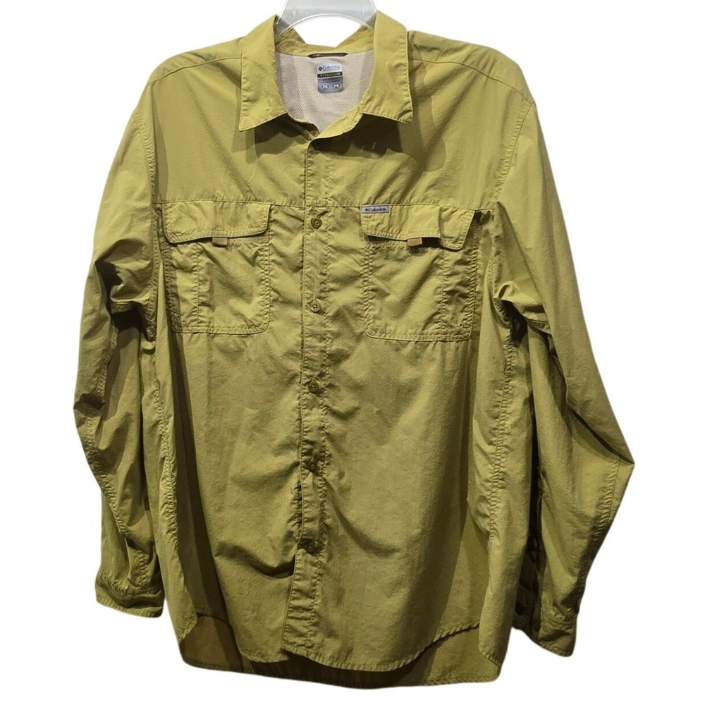 Columbia Titanium Mens XXL Long Sleeve Hiking Fishing Shirt Green TM 7228